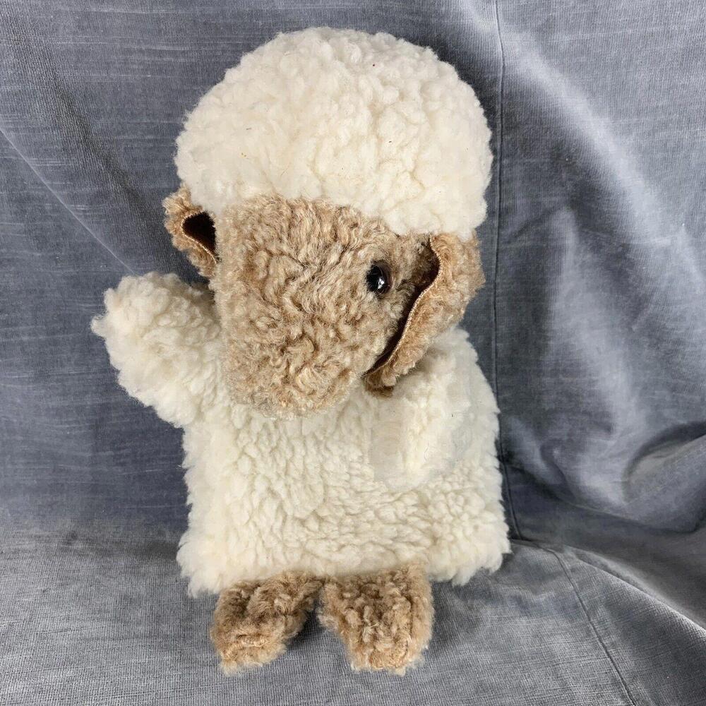 Sheep Hand Puppet Plush Vtg 11” Lamb Stuffed Pretend Play Rockinghorse Crafts​